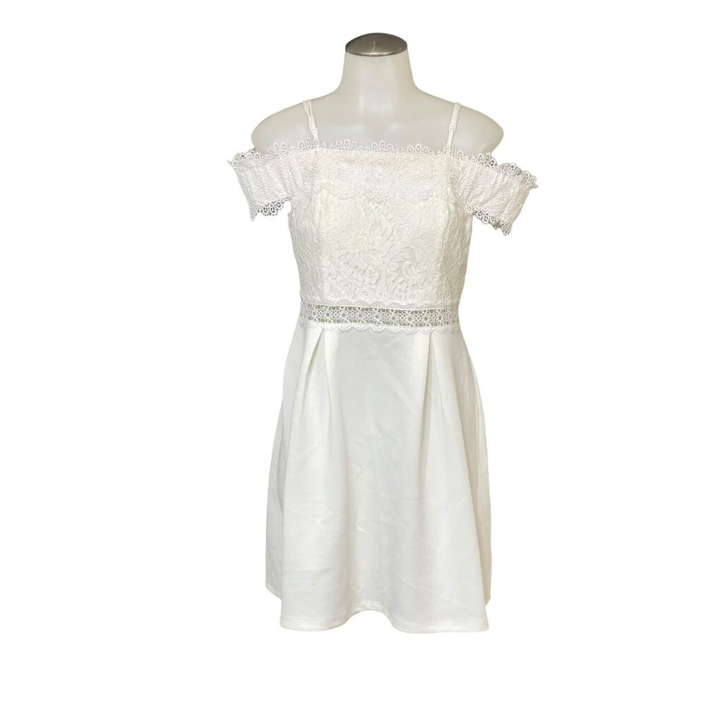 Francescas Colection White Off-The-Shoulder Lace Dress Size Small